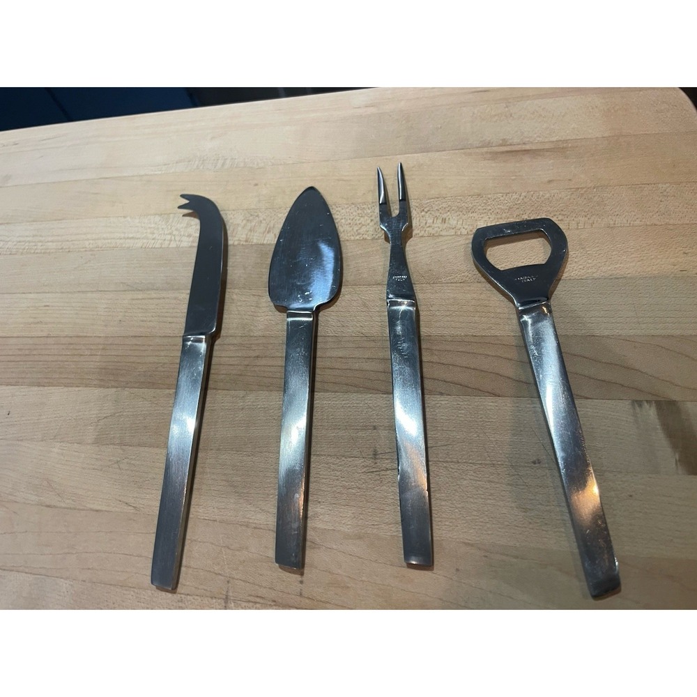 Vtg Cheese Charcuterie Appetizer Serving Set Fork Opener Italian Stainless Steel